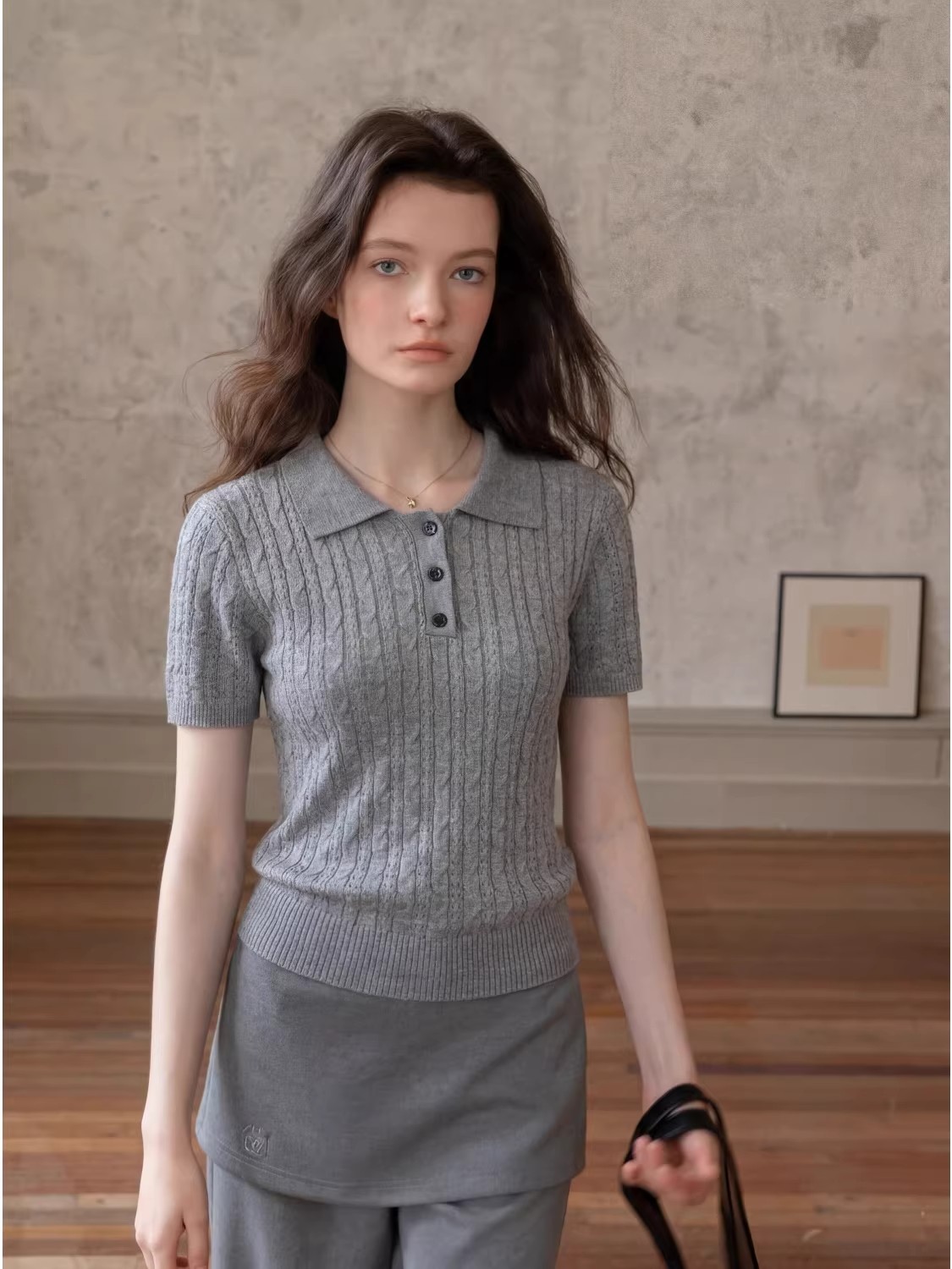 Camiseta Polo de Punto Trenzad - Women Fashion Style reseña y precio