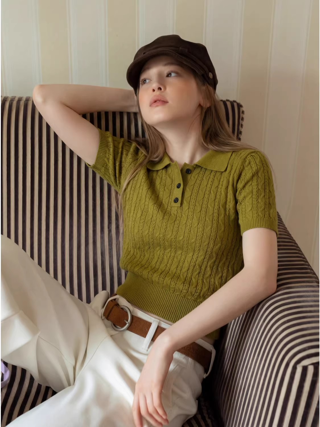 Camiseta Polo de Punto Trenzad - Women Fashion Style reseña y precio