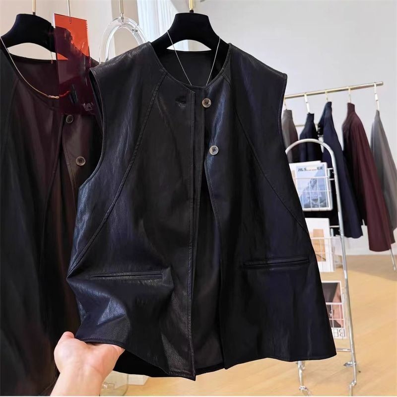 Chaleco de Cuero Negro sin Man - Women'S Fashion Petite reseña y precio