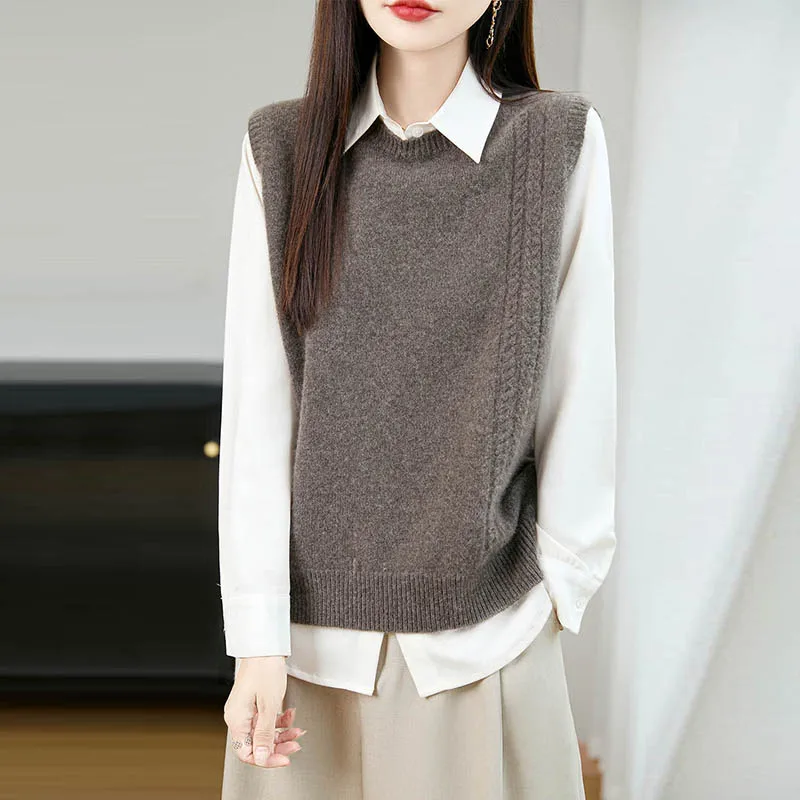 Chaleco sin mangas de lana mer - Knitted Vest Women reseña y precio