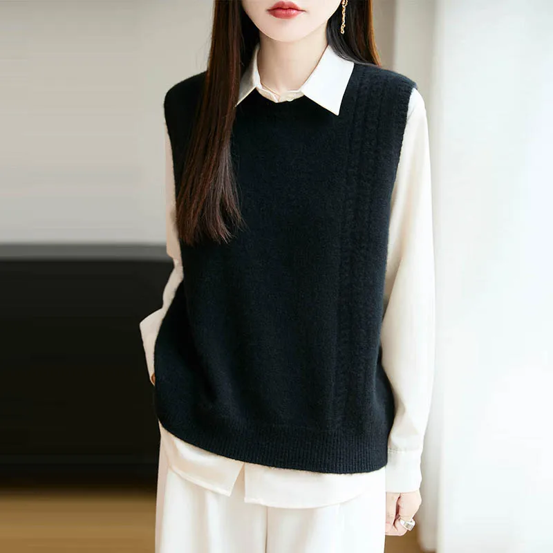 Chaleco sin mangas de lana mer - Knitted Vest Women reseña y precio