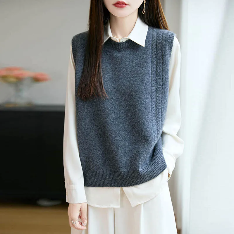 Chaleco sin mangas de lana mer - Knitted Vest Women reseña y precio