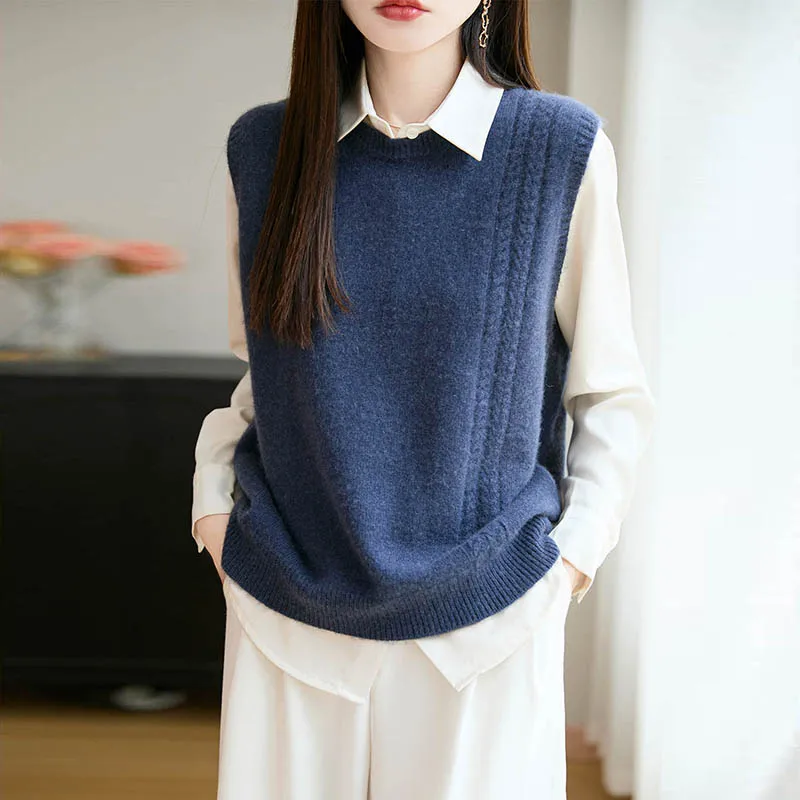 Chaleco sin mangas de lana mer - Knitted Vest Women reseña y precio
