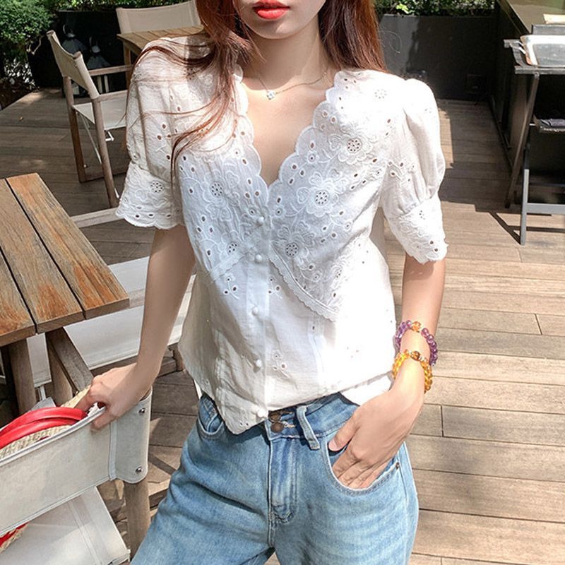 Blusa de manga corta con cuell - Women'S Fashion Petite reseña y precio