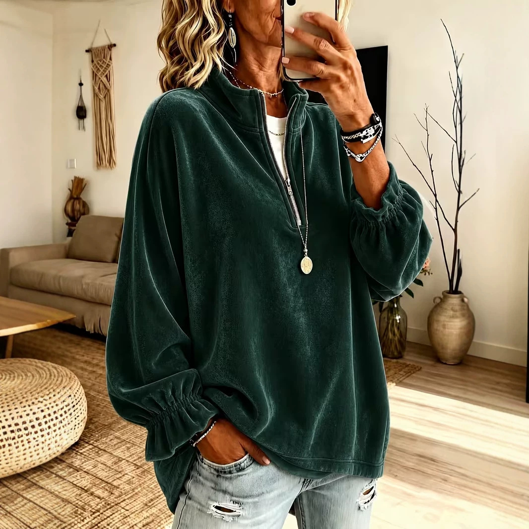 Nueva sudadera holgada con cre - Women'S Fashion Quarter Zip reseña y precio