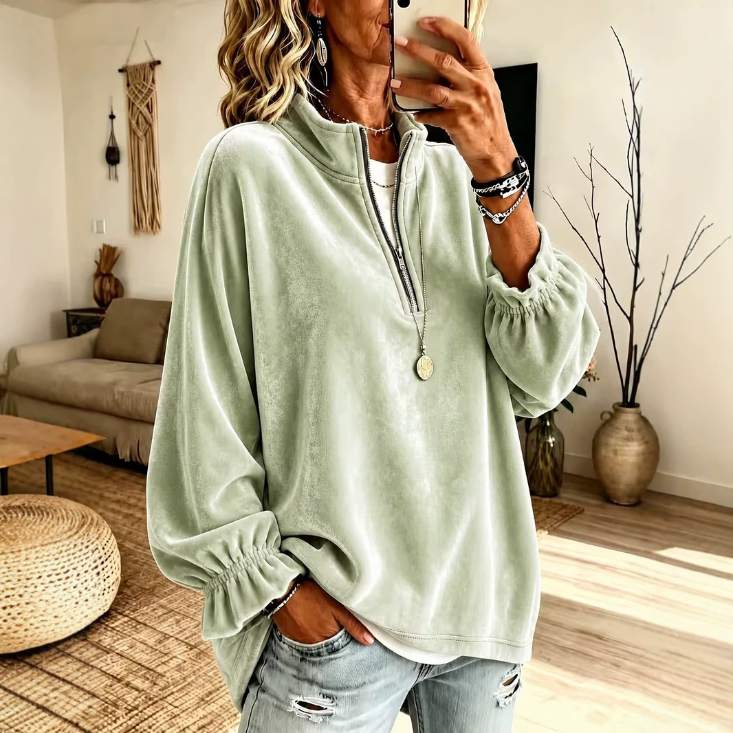 Nueva sudadera holgada con cre - Women'S Fashion Quarter Zip reseña y precio