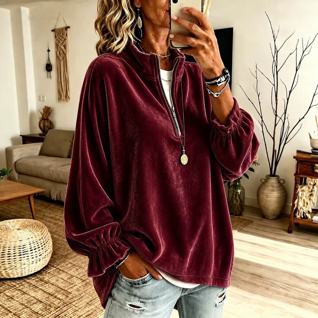 Nueva sudadera holgada con cre - Women'S Fashion Quarter Zip reseña y precio