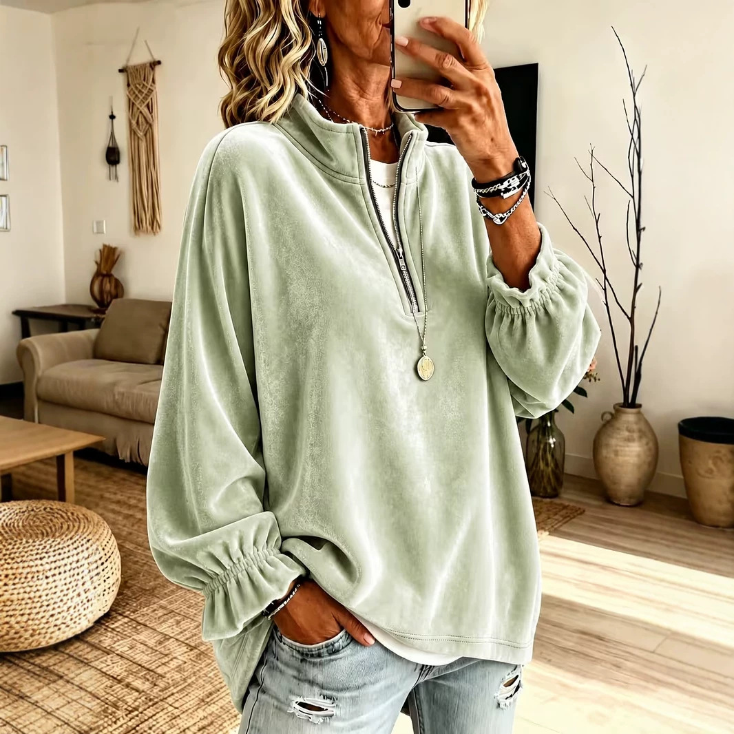 Nueva sudadera holgada con cre - Women'S Fashion Quarter Zip reseña y precio