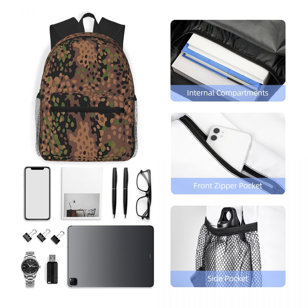 Mochila con estampado de camuf - Women'S Fashion Ww2 reseña y precio