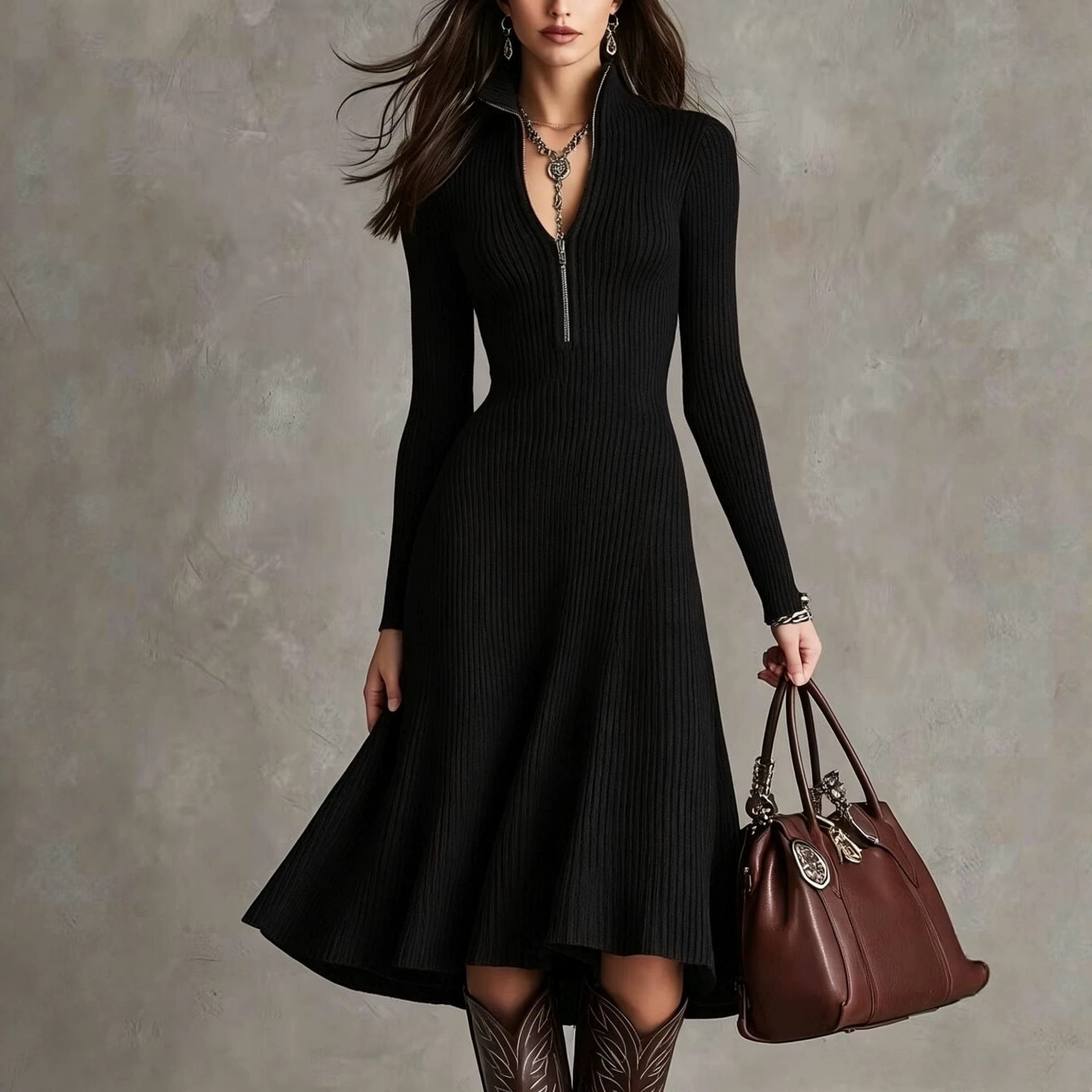 Vestido de punto para mujer, i - Women'S Fashion Quarter Zip reseña y precio